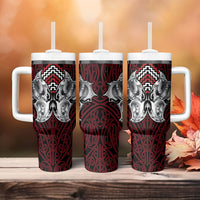 Aotearoa Kowhaiwhai Poutama Red Motif Tumbler With Handle LT9 - Polynesian Pride