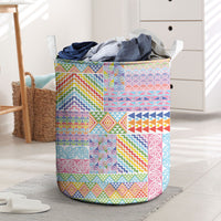 Aotearoa Kowhaiwhai Taniko Patchwork Rainbow Motifs Laundry Basket LT9 Rainbow - Polynesian Pride