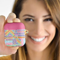 Aotearoa Kowhaiwhai Taniko Patchwork Rainbow Motifs AirPods Case LT9 - Polynesian Pride