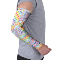 Aotearoa Kowhaiwhai Taniko Patchwork Rainbow Motifs Arm Sleeves LT9 - Polynesian Pride