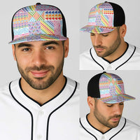 Aotearoa Kowhaiwhai Taniko Patchwork Rainbow Motifs Baseball Net Cap LT9 - Polynesian Pride