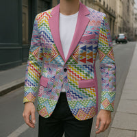 Aotearoa Kowhaiwhai Taniko Patchwork Rainbow Motifs Blazer LT9 - Polynesian Pride