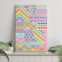 Aotearoa Kowhaiwhai Taniko Patchwork Rainbow Motifs Canvas Wall Art LT9 - Polynesian Pride