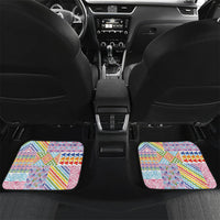 Aotearoa Kowhaiwhai Taniko Patchwork Rainbow Motifs Car Mats LT9 Set 2pcs - Back Rainbow - Polynesian Pride