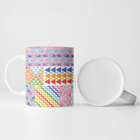 Aotearoa Kowhaiwhai Taniko Patchwork Rainbow Motifs Ceramic Mug LT9 - Polynesian Pride