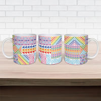 Aotearoa Kowhaiwhai Taniko Patchwork Rainbow Motifs Ceramic Mug LT9 - Polynesian Pride