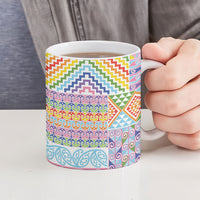 Aotearoa Kowhaiwhai Taniko Patchwork Rainbow Motifs Ceramic Mug LT9 - Polynesian Pride