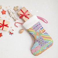Aotearoa Kowhaiwhai Taniko Patchwork Rainbow Motifs Christmas Stocking LT9 - Polynesian Pride