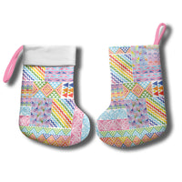 Aotearoa Kowhaiwhai Taniko Patchwork Rainbow Motifs Christmas Stocking LT9 - Polynesian Pride