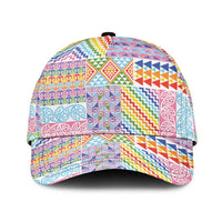 Aotearoa Kowhaiwhai Taniko Patchwork Rainbow Motifs Classic Cap LT9 Universal Fit Rainbow - Polynesian Pride