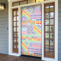Aotearoa Kowhaiwhai Taniko Patchwork Rainbow Motifs Door Cover LT9 - Polynesian Pride