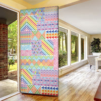 Aotearoa Kowhaiwhai Taniko Patchwork Rainbow Motifs Door Cover LT9 - Polynesian Pride