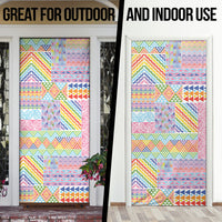Aotearoa Kowhaiwhai Taniko Patchwork Rainbow Motifs Door Cover LT9 - Polynesian Pride
