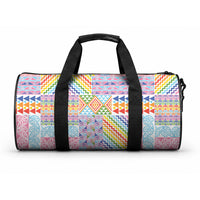 Aotearoa Kowhaiwhai Taniko Patchwork Rainbow Motifs Duffle Bag LT9 One size Rainbow - Polynesian Pride