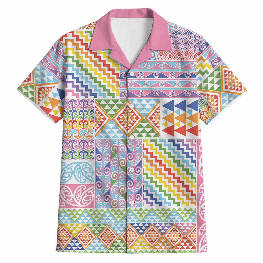 Aotearoa Kowhaiwhai Taniko Patchwork Rainbow Motifs Hawaiian Shirt LT9 Rainbow - Polynesian Pride