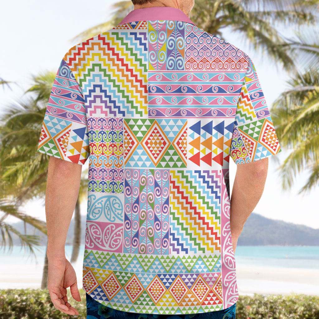 Aotearoa Kowhaiwhai Taniko Patchwork Rainbow Motifs Hawaiian Shirt LT9 - Polynesian Pride