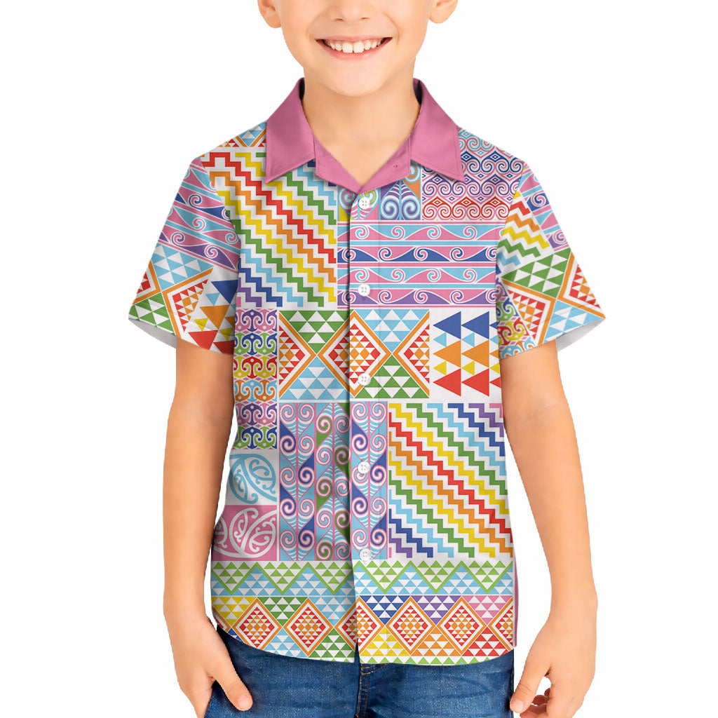 Aotearoa Kowhaiwhai Taniko Patchwork Rainbow Motifs Hawaiian Shirt LT9 - Polynesian Pride