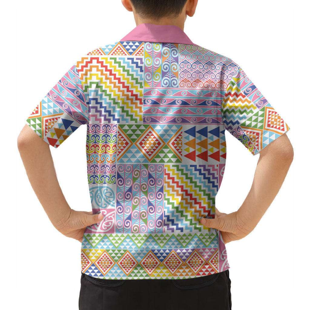 Aotearoa Kowhaiwhai Taniko Patchwork Rainbow Motifs Hawaiian Shirt LT9 - Polynesian Pride