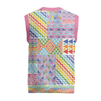 Aotearoa Kowhaiwhai Taniko Patchwork Rainbow Motifs Christmas Knitted V-Neck Vest LT9 - Polynesian Pride