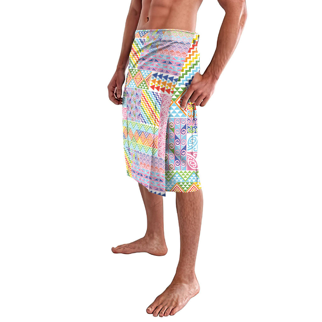 Aotearoa Kowhaiwhai Taniko Patchwork Rainbow Motifs Lavalava LT9 - Polynesian Pride