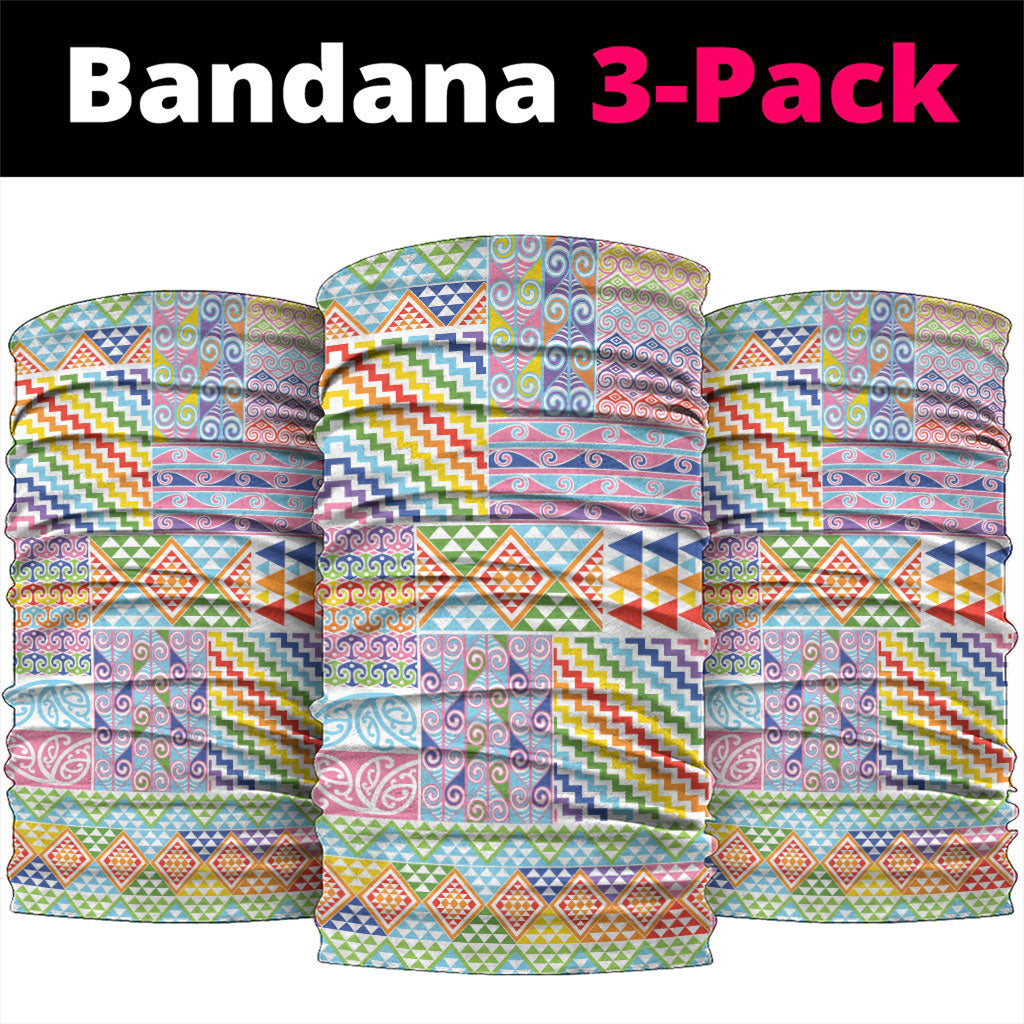 Aotearoa Kowhaiwhai Taniko Patchwork Rainbow Motifs Neck Gaiter LT9 package One Size: 25*50cm Rainbow - Polynesian Pride