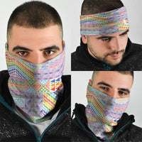 Aotearoa Kowhaiwhai Taniko Patchwork Rainbow Motifs Neck Gaiter LT9 - Polynesian Pride