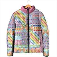 Aotearoa Kowhaiwhai Taniko Patchwork Rainbow Motifs Padded Jacket LT9 - Polynesian Pride