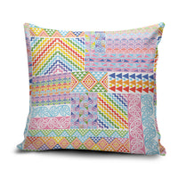 Aotearoa Kowhaiwhai Taniko Patchwork Rainbow Motifs Pillow Cover LT9 Rainbow - Polynesian Pride