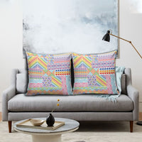 Aotearoa Kowhaiwhai Taniko Patchwork Rainbow Motifs Pillow Cover LT9 - Polynesian Pride