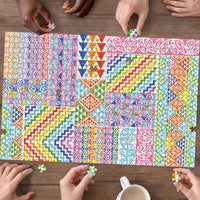 Aotearoa Kowhaiwhai Taniko Patchwork Rainbow Motifs Puzzle LT9 - Polynesian Pride