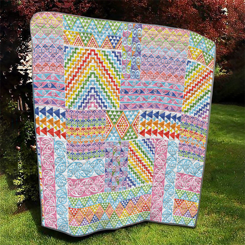Aotearoa Kowhaiwhai Taniko Patchwork Rainbow Motifs Quilt LT9 - Polynesian Pride