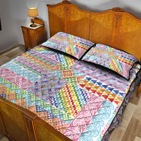 Aotearoa Kowhaiwhai Taniko Patchwork Rainbow Motifs Quilt Bed Set LT9 - Polynesian Pride