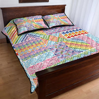 Aotearoa Kowhaiwhai Taniko Patchwork Rainbow Motifs Quilt Bed Set LT9 - Polynesian Pride
