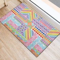 Aotearoa Kowhaiwhai Taniko Patchwork Rainbow Motifs Rubber Doormat LT9 - Polynesian Pride