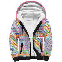 Aotearoa Kowhaiwhai Taniko Patchwork Rainbow Motifs Sherpa Hoodie LT9 Unisex Rainbow - Polynesian Pride