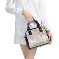 Aotearoa Kowhaiwhai Taniko Patchwork Rainbow Motifs Shoulder Handbag LT9 - Polynesian Pride