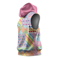 Aotearoa Kowhaiwhai Taniko Patchwork Rainbow Motifs Sleeveless Hoodie LT9 - Polynesian Pride