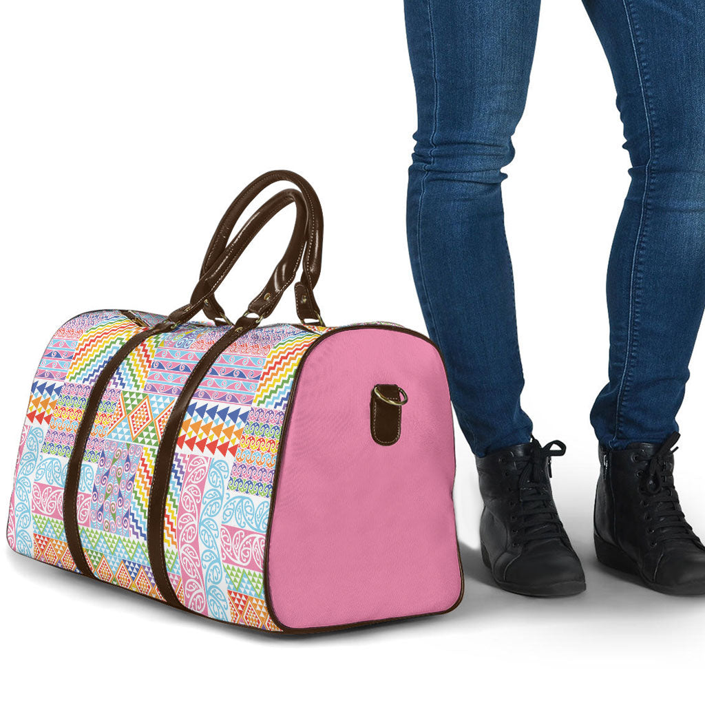 Aotearoa Kowhaiwhai Taniko Patchwork Rainbow Motifs Travel Bag LT9 - Polynesian Pride