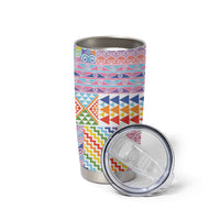 Aotearoa Kowhaiwhai Taniko Patchwork Rainbow Motifs Tumbler Cup LT9 - Polynesian Pride