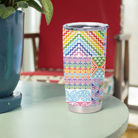 Aotearoa Kowhaiwhai Taniko Patchwork Rainbow Motifs Tumbler Cup LT9 - Polynesian Pride