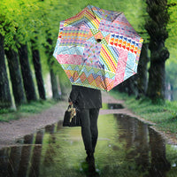 Aotearoa Kowhaiwhai Taniko Patchwork Rainbow Motifs Umbrella LT9 - Polynesian Pride