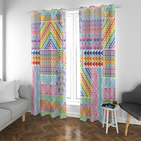 Aotearoa Kowhaiwhai Taniko Patchwork Rainbow Motifs Window Curtain LT9 With Grommets Rainbow - Polynesian Pride