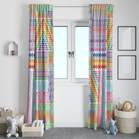 Aotearoa Kowhaiwhai Taniko Patchwork Rainbow Motifs Window Curtain LT9 - Polynesian Pride