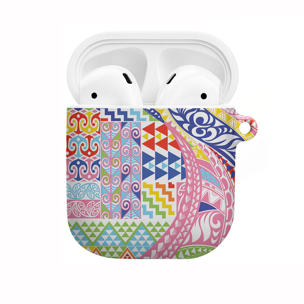 Maori Kowhaiwhai Taniko Patchwork Rainbow Motifs AirPods Case LT9 Rainbow - Polynesian Pride
