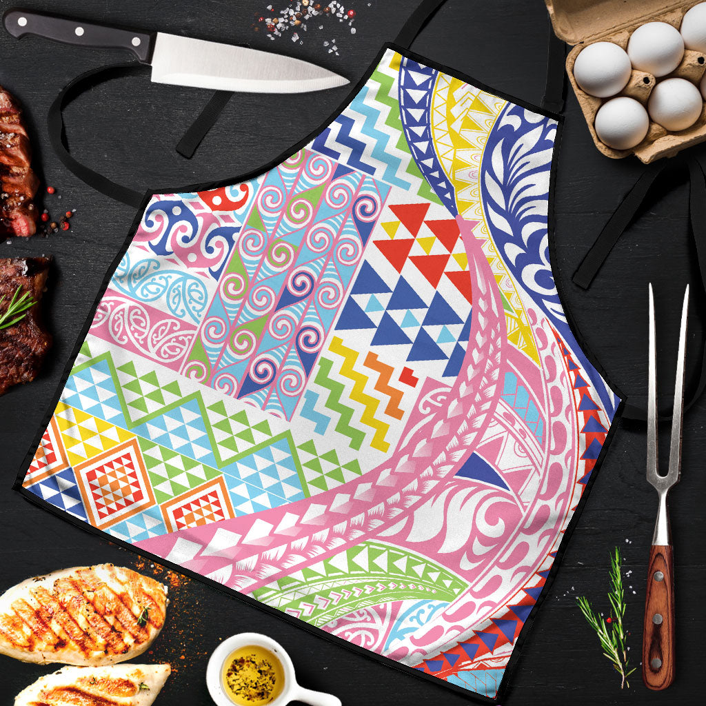 Maori Kowhaiwhai Taniko Patchwork Rainbow Motifs Apron LT9 Rainbow - Polynesian Pride