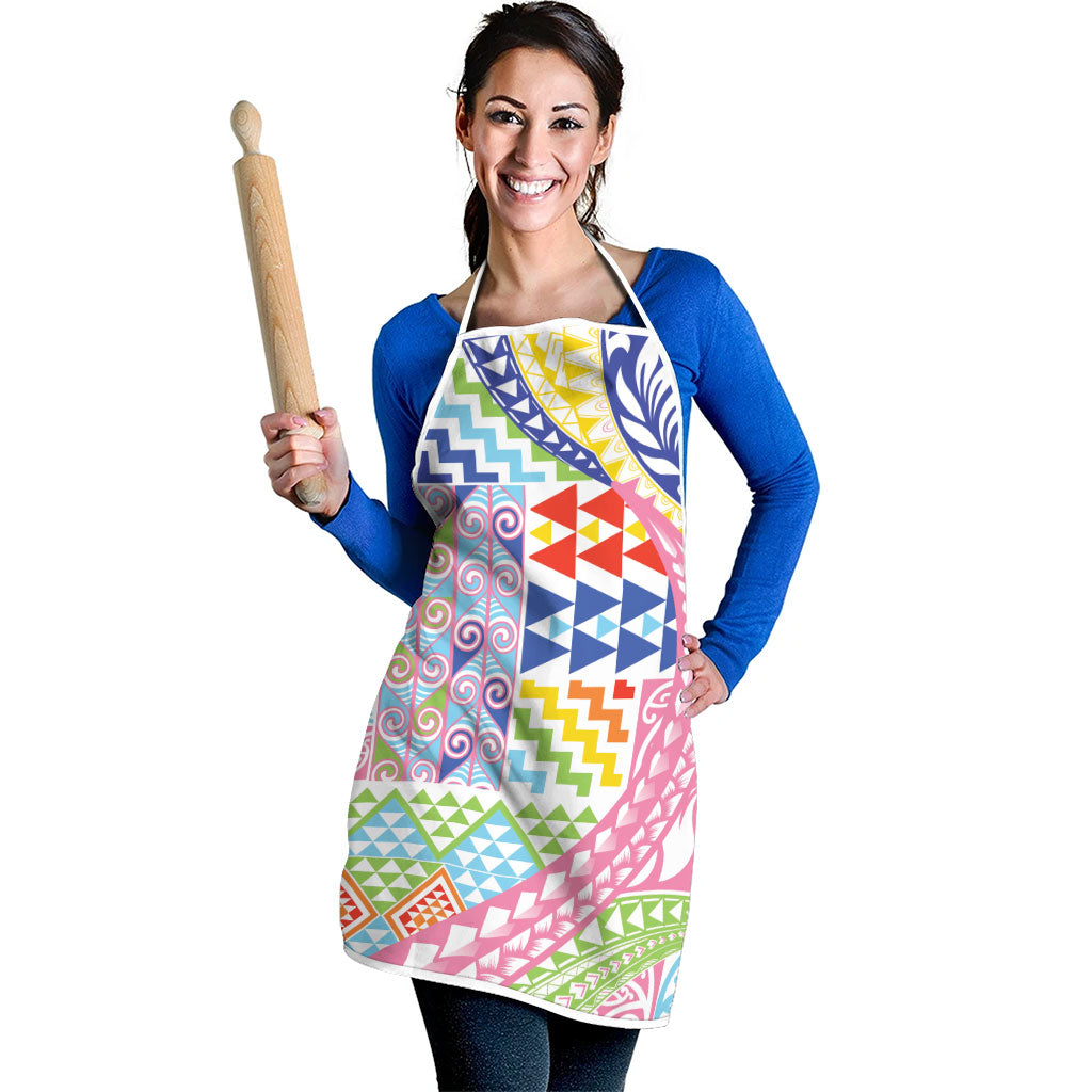 Maori Kowhaiwhai Taniko Patchwork Rainbow Motifs Apron LT9 - Polynesian Pride
