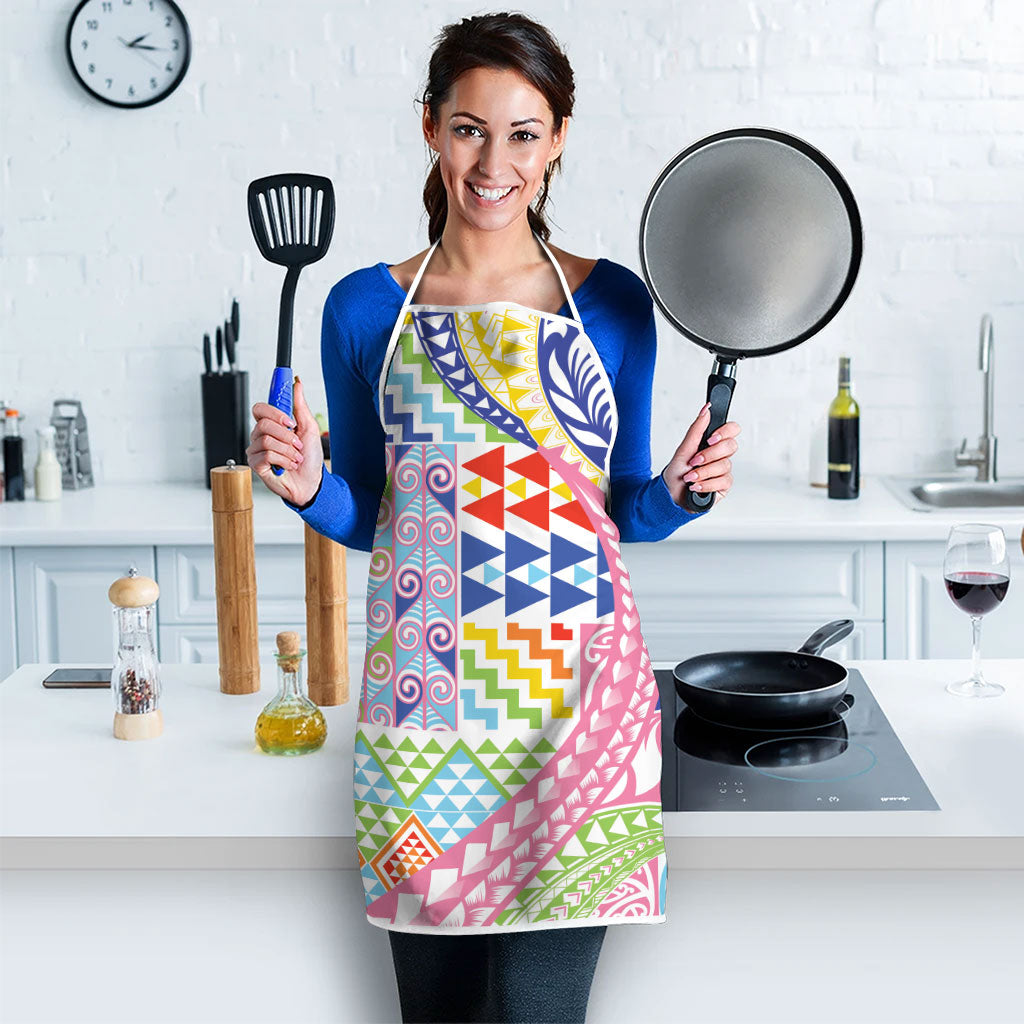 Maori Kowhaiwhai Taniko Patchwork Rainbow Motifs Apron LT9 - Polynesian Pride