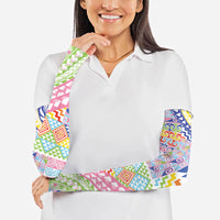 Maori Kowhaiwhai Taniko Patchwork Rainbow Motifs Arm Sleeves LT9 - Polynesian Pride