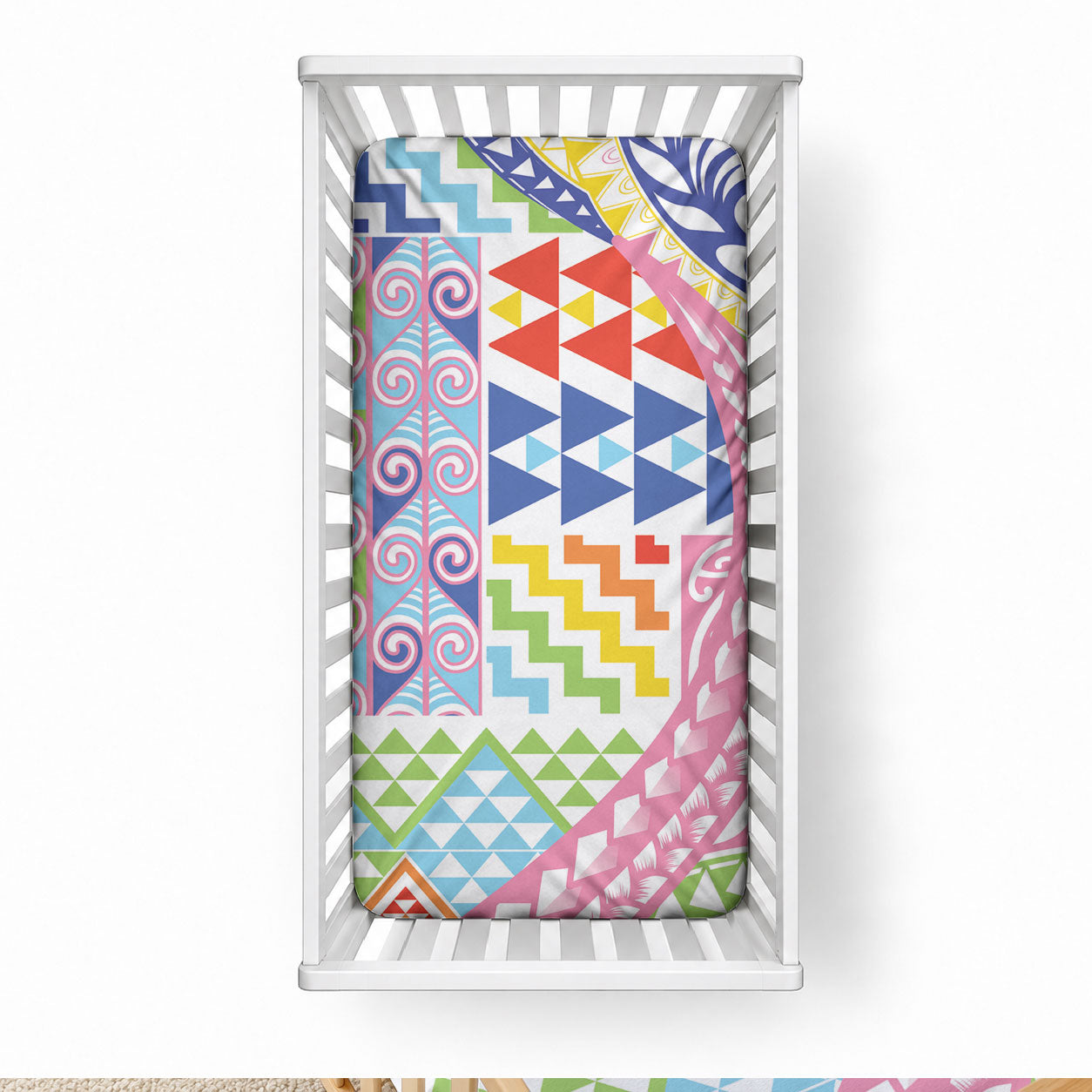 Maori Kowhaiwhai Taniko Patchwork Rainbow Motifs Baby Bed Cover LT9 28 × 52 in Rainbow - Polynesian Pride
