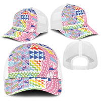 Maori Kowhaiwhai Taniko Patchwork Rainbow Motifs Baseball Net Cap LT9 - Polynesian Pride